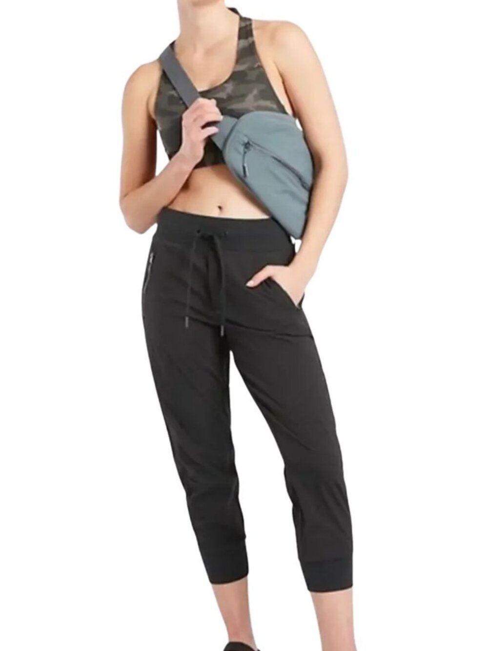 Athleta Trekkie North Jogger Sz 4 Black Harem Drop-Crotch Hiking Travel Yoga